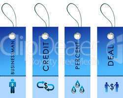 blue labels with bussiness symbols
