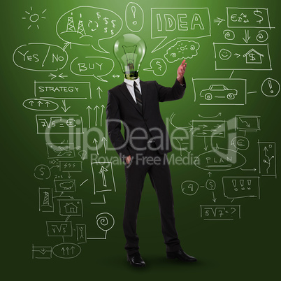 businessman with bulb instead of head