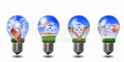 light bulb with house