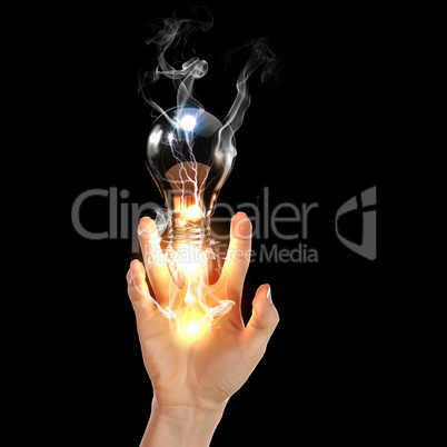 human hand and bulb