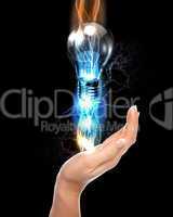 human hand and bulb