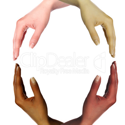 human hands as symbol of ethnical diversity