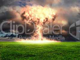 Nuclear explosion in an outdoor setting