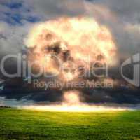 Nuclear explosion in an outdoor setting