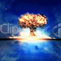 Nuclear explosion in an outdoor setting