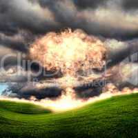 Nuclear explosion in an outdoor setting