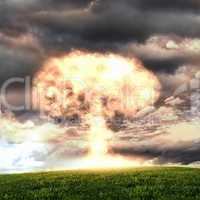 Nuclear explosion in an outdoor setting