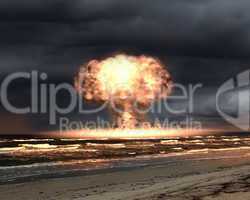 Nuclear explosion in an outdoor setting