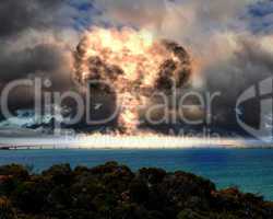 Nuclear explosion in an outdoor setting