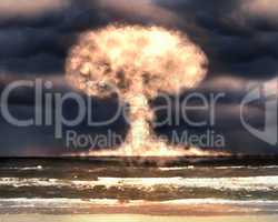 Nuclear explosion in an outdoor setting