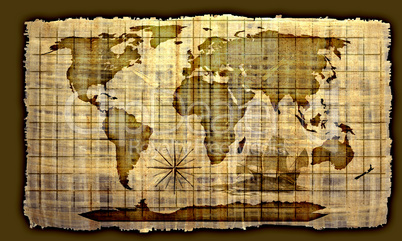 Old paper world map