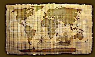 Old paper world map
