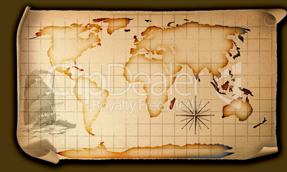 Old paper world map