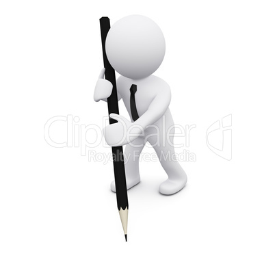 3D man with a pencil