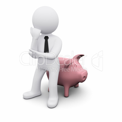 3D man with piggy bank