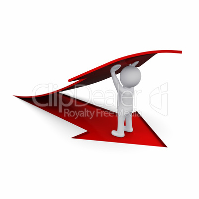 3D man with red arrow