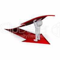 3D man with red arrow