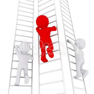 3D man climbing up the ladder