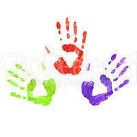 Handprints in different colors