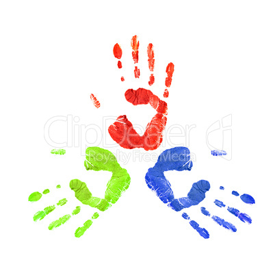 Handprints in different colors