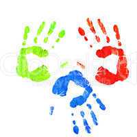 Handprints in different colors