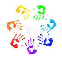 Handprints in different colors