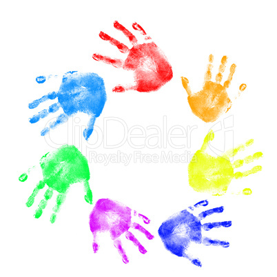 Handprints in different colors
