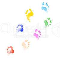 Footprints of different colors