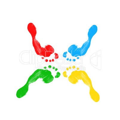 Footprints of different colors