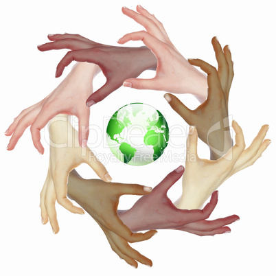 human hand and symbol of our planet