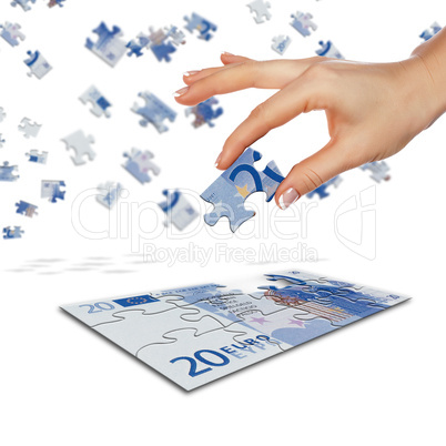 Puzzle of the euro banknotes