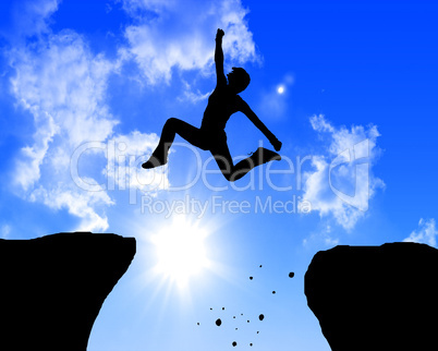 man jumping on the rocks