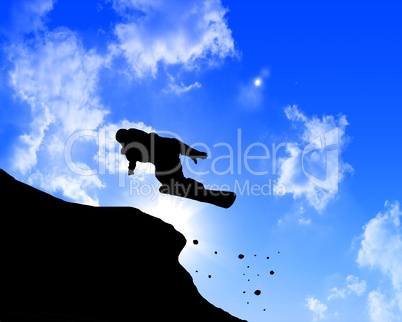 man jumping on the rocks