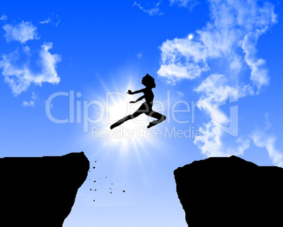 man jumping on the rocks