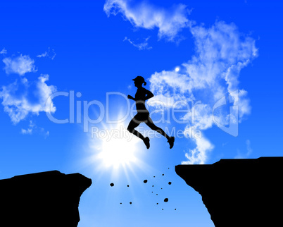 man jumping on the rocks