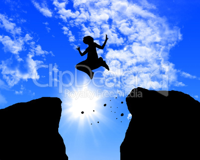man jumping on the rocks