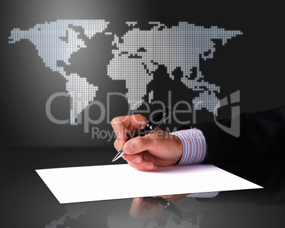 Businessman hand signing documents