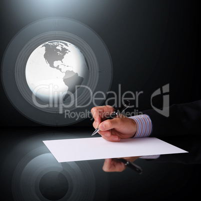 Businessman hand signing documents