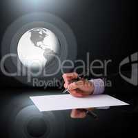 Businessman hand signing documents