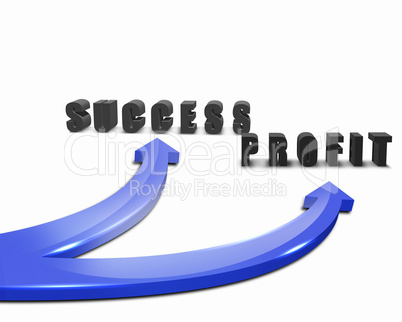 Two colour arrows with bussiness words