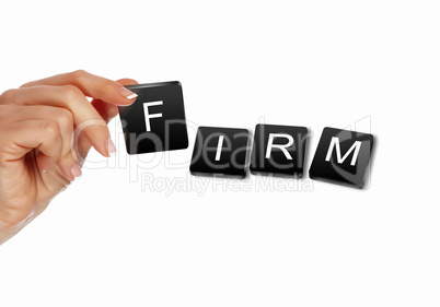 human hand and business word puzzle