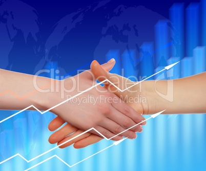 Handshake on an abstract background.