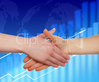 Handshake on an abstract background.
