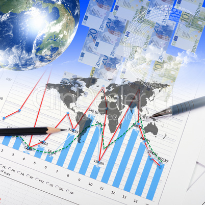 Financial and business charts and graphs