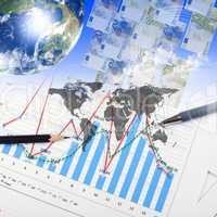 Financial and business charts and graphs