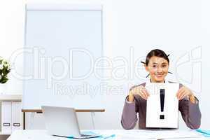 Young woman generating ideas in office