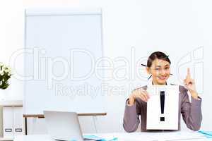 Young woman generating ideas in office