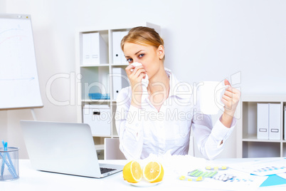 People with cold and flu  at work place