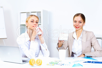 People with cold and flu  at work place