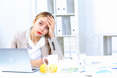 People with cold and flu  at work place